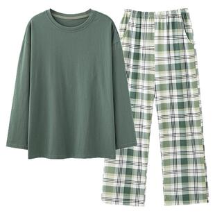 啄木鸟带胸垫睡衣女款春秋季纯棉长袖长裤套装外穿卡通条纹家居服