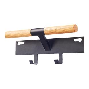 免打孔单双肩包雨伞衣服门后玄关墙面挂架实木学生书包收纳置物架