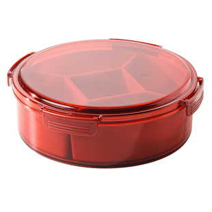 密封防潮干果盒分格带盖家用中式糖果盒客厅茶几零食盒红色干果盘