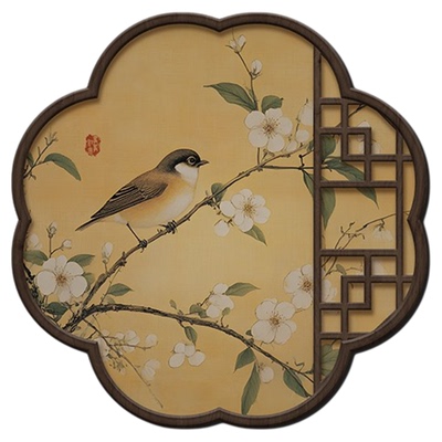 丽画新中式圆形挂画氛围灯画