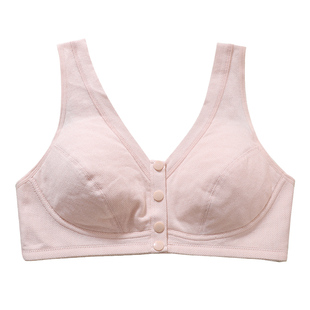 妈妈文胸中老年女士前扣内衣大码背心式老人无钢圈薄款老年人全棉
