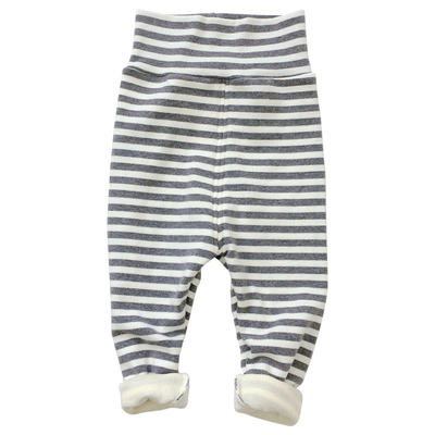宝宝打底裤加绒加厚男小童条纹裤子冬婴儿护肚裤外穿女幼儿保暖裤