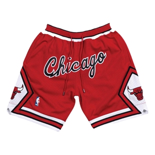Mitchell&NessNBA官方复古球裤JustDon联名公牛队运动速干短裤