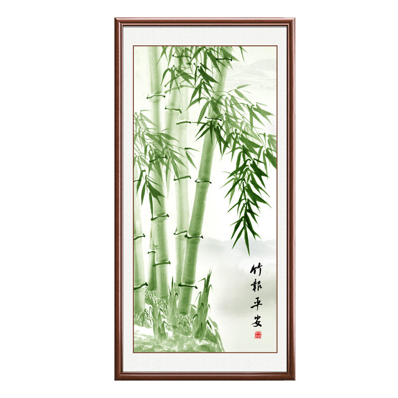 竹报平安新中式玄关过道竹子挂画