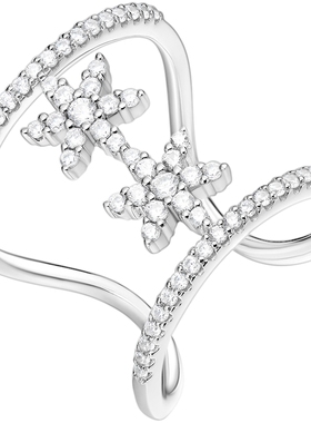 HEFANG何方珠宝迷你雪花双层戒