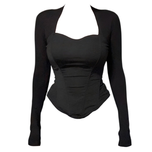 大码胖mm性感方领长袖T恤女秋季百搭黑色修身显瘦打底衫长袖上衣