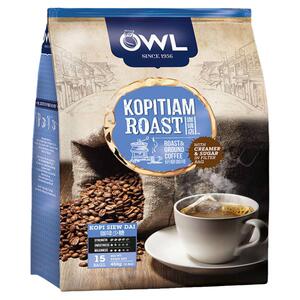 马来西亚进口owl猫头鹰咖啡减少糖研磨袋泡三合一原味450g 15袋装