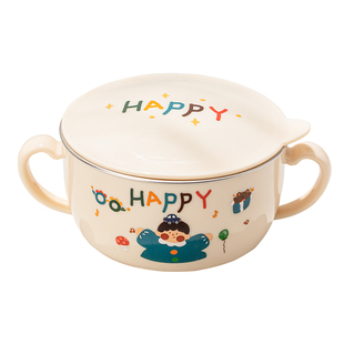 316L不锈钢儿童碗汤碗带盖小学生上学专用饭盒防烫防摔宝宝辅食碗