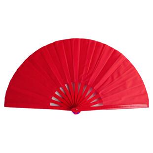 全竹子太极功夫扇纯红色竹骨武术健身晨操表演双扇左右手木兰响扇