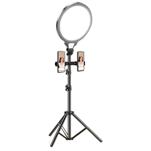 锐富图全屏补光手机直播专用支架双机位带补光灯桌面拍摄全套设备三脚架落地式主播美颜嫩肤柔光灯圆形打光灯