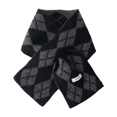 冬季保暖100%羊毛菱格针织围巾