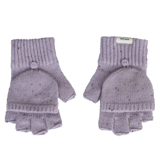 时髦点点彩纱羊毛针织手套秋冬ins保暖护手两用翻盖毛线露指不扎