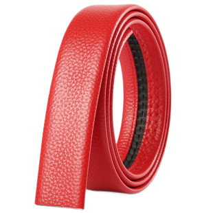 皮带不带头男款真皮无头腰带自动扣皮条无扣牛皮带男士本命年红色