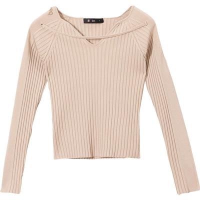 【播奥莱】播小众针织衫女商场同款设计感紧身露肩毛衣BDQ3SD0032