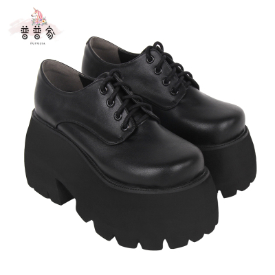 taobao agent Pup Family 2023 Dark Black Lolita Shoe Round Head Student Song Cake Shoes 9618