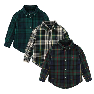 男童RL049小马格子翻领纯棉法兰绒厚款春秋中大童 衬衫