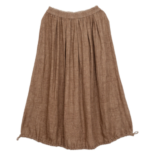 忘城N006座/一船旧梦/2022秋新品暗提花亚麻炒色显瘦小A摆半身裙
