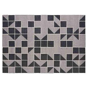 GIRONES进口GAN纯手工羊毛几何蓝色灰色图形客厅样板间创意地毯