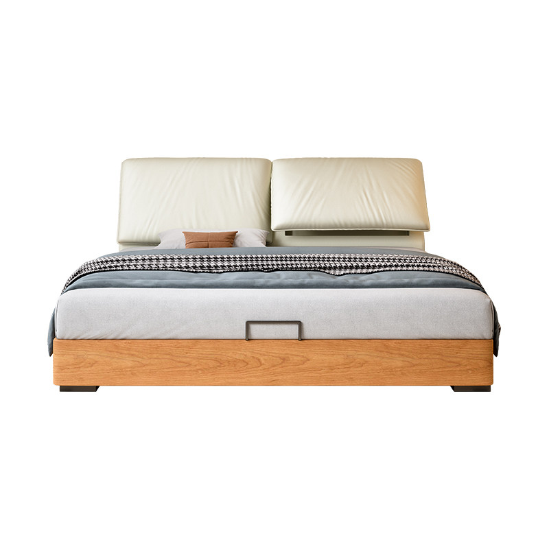 大象耳朵软包真皮床多功能主卧可调节储物床现代简约双人实木婚床