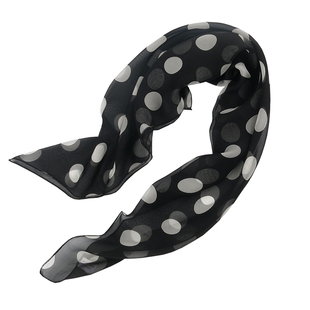 【清仓微瑕】黑色大波点小方巾丝巾春秋冬季薄桑蚕丝100%真丝围巾