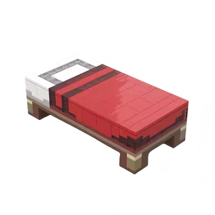 我的世界里的床积木MOC游戏周边创意睡觉休息拼插模型小颗粒玩具