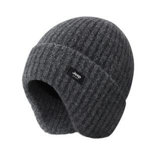 JEEP SPIRIT吉普冷帽子男士冬季保暖护耳羊毛混纺毛线帽厚针织帽