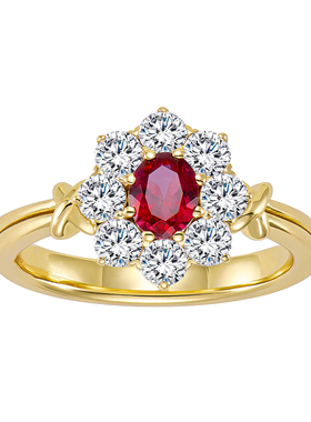 复古风花朵造型红宝石戒指女士