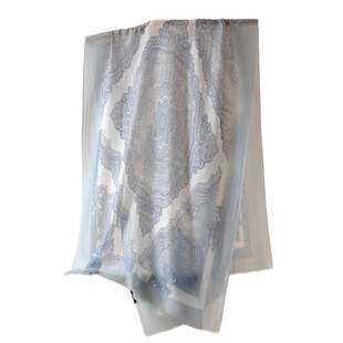 蓝色山羊绒围巾女款2025新款轻薄款披肩外搭高端戒指绒丝巾妈妈款