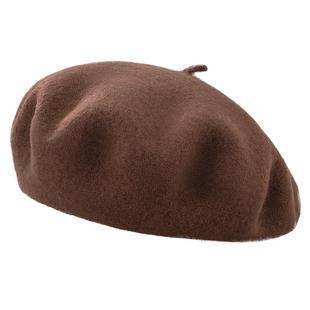 小头围羊毛贝雷帽女秋冬白色画家帽毛呢大头围显脸小洋气时髦红色