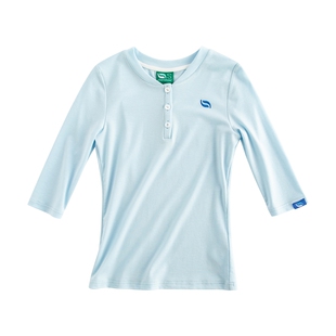 riverstone plus五分袖天丝圆领上衣女春季正肩修身长袖T恤女