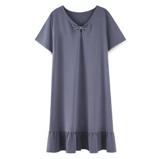 带胸垫睡裙女夏季莫代尔短袖睡衣裙薄款冰丝孕妇宽松高级感连衣裙