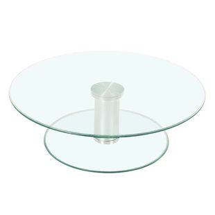 双层餐桌转盘钢化玻璃加高转台二层酒水架酒店展示台圆桌家用简约