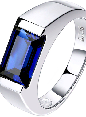 精工简约蓝宝石戒指925纯银
