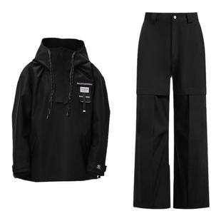 BCG新款滑雪套装飘带爆款雪服铆钉工装裤领带设计立挺带帽朋克风