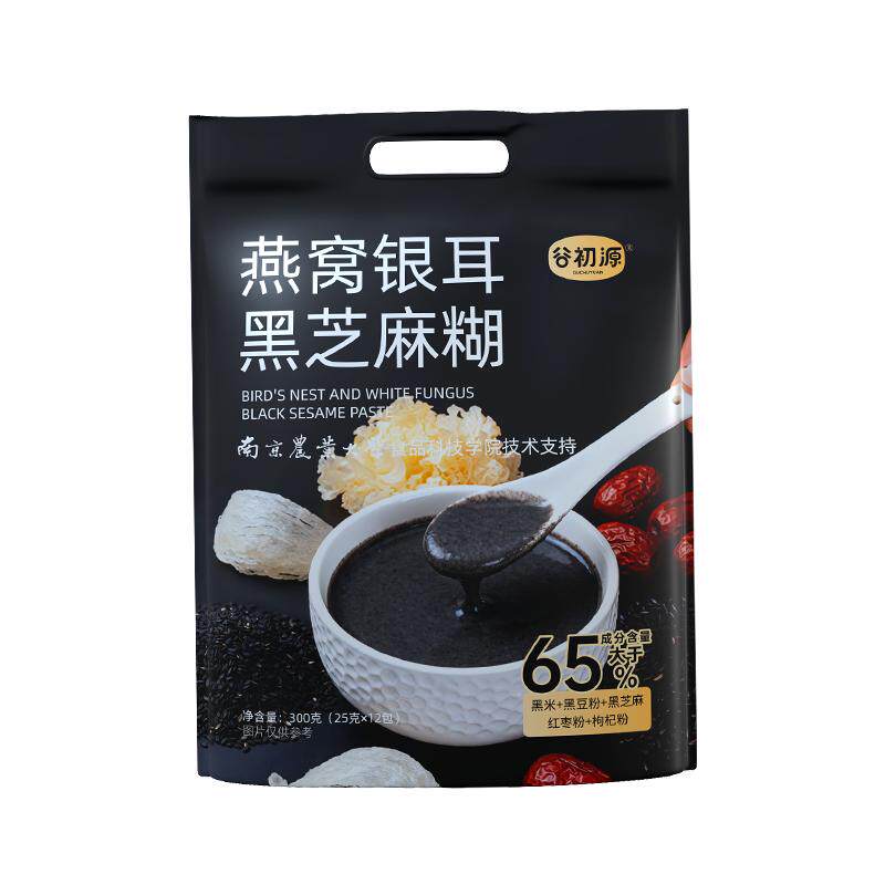 谷初源燕窝银耳黑芝麻糊即食代餐早餐冲饮饱腹速食独立袋装谷物粉