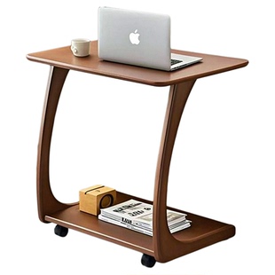 全实木沙发边几小边桌移动桌子带轮迷你茶几客厅小户型方角几茶台