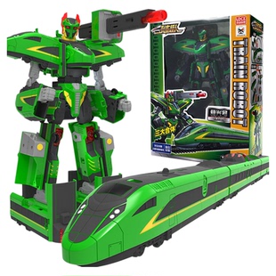变形机器人儿童玩具男孩子金刚机甲手办模型摆件列车超人绿先知