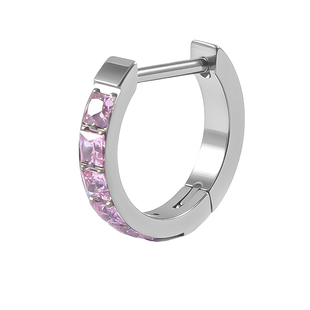 F136钛合金耳环医用级材质养耳洞气质款D型爆闪锆石耳圈睡觉免摘