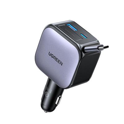 绿联三口超级闪充自带60W伸缩线