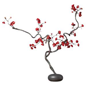 新中式禅意仿真梅花插花套装 茶室客厅玄关高端成品花艺摆件