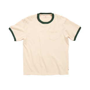 国棉壹厂老织机系列重磅横纹撞色领圆领口袋t恤男女全棉透气短袖