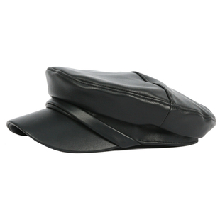 HATSUP复古CHIC小羊皮海军帽秋冬英伦百搭文艺真皮报童帽女款帽子