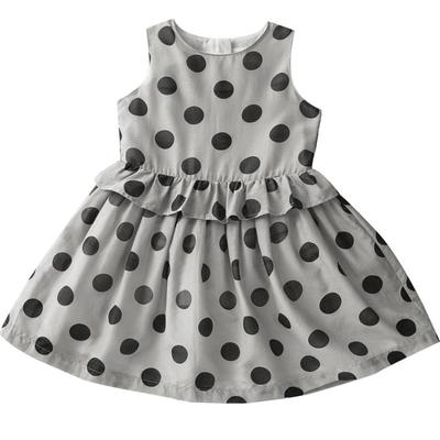 雅童小铺童装女童灰底圆点连衣裙