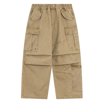 户外一体绒直筒伐木伞兵工装裤潮