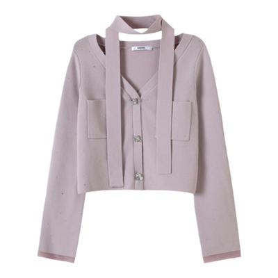 SNIDEL系带V领钻扣针织开衫两件