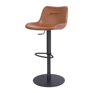 进口真皮吧台椅北欧轻奢升降靠背高脚椅金属吧台凳酒吧椅岛台椅子