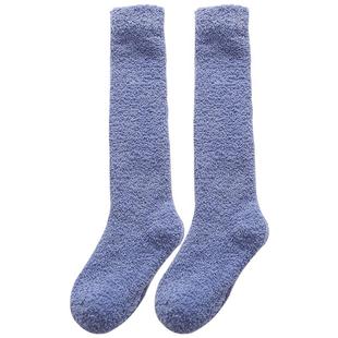 珊瑚绒小腿袜子女秋冬长袜加绒加厚保暖月子家居地板睡眠高筒袜男