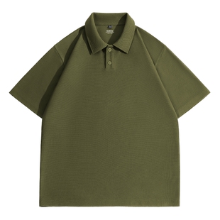 班尼路男士华夫格polo衫男夏季军绿色短袖T恤男款肌理感体恤潮AK