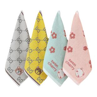 挂式纯棉方巾成人家用儿童幼儿园擦脸卡通可爱全棉小毛巾柔软吸水