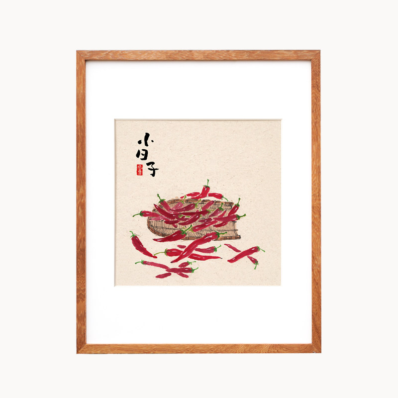 实木外框原创水墨餐厅装饰画